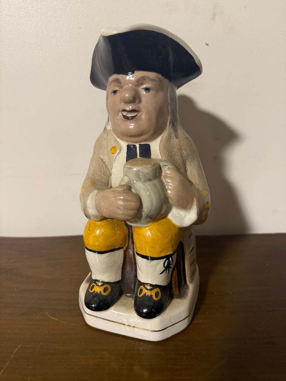 Vintage Toby Jug Traditional English Character Pitcher Gentleman Tricorn Hat